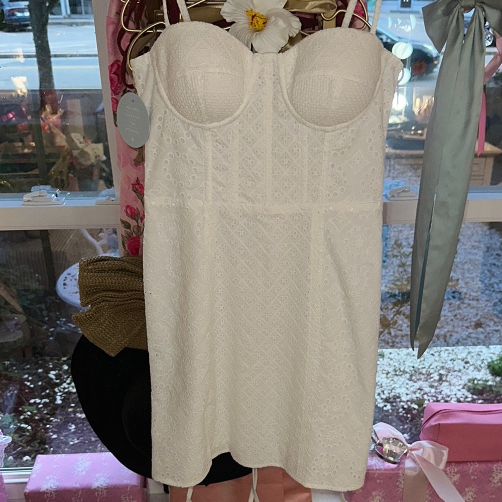 Hill House White Mini Dress with Structured Bodice